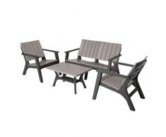 Outsunny Set Tavolino e Sedie da Giardino, Salotto da Esterno con Tavolo e Sedie Adirondack, 4 Pezzi, Grigio e Nero