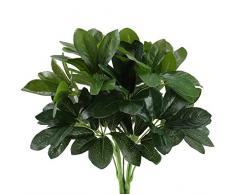 HUAESIN 2PZ Pianta Artificiale da Esterno Interno Piante Finte Grande Foglia Cespuglio Artificiale Piante Verde per Casa Soggiorno Matrimonio Balcone Interno Esterno Vaso Giardino (30cm)