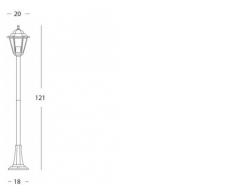 Lampioncino design classico paletto luce da esterno nero 121cm