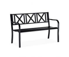 Relaxdays Panca da Giardino in Metallo, 2 Posti, Resistente, Panchina da Balcone HxLxP 81 x 127 x 56 cm, Nero