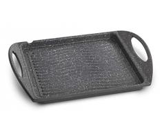 Lagostina Speciali Piastra Antiaderente in Alluminio Pressofuso, 25 x 25 cm, Bistecchiera e Griglia Panini Gas e Forno, Rivestimento Antigraffio Effetto Marmo, Bordo a Versare, Manicature Ergonomiche