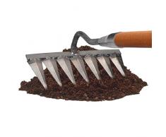 Rastrello Giardino, Rastrello Arieggiatore per Prato,Rastrello per Impieghi Gravosi in Metallo, 4/5/6/7 Punte, Rastrello da Giardino, Rastrello A Mano, per Diserbo/allentamento/Semina
