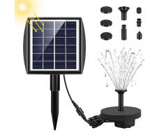 Solare Fontana Pompa, 2W Pannello Solare da Giardino, Fontana Galleggiante ad Acqua Solare con 7 Ugelli Staffa inclinabile |per Bagno di Uccelli, Piccolo Stagno, Giardino Piscina