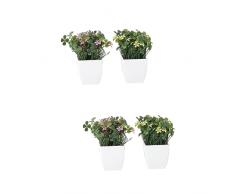Garneck 4 Pezzi Piccolo Fiore Quadrato In Vaso Finto Mini Piante Finto Cespuglio In Vaso Simulazione Composizioni Floreali Decorazione Verde Mini Piante Succulente Piccoli Vasi Per Piante