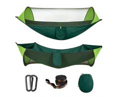 MoKo Amaca da Campeggio con Zanzariera, 2 in 1 Amaca in Nylon con Paracadute Hammock Outdoor Portatile Ultra Leggero Lettino per Viaggio Escursionismo - Verde