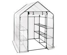 WOLTU GWH00502ws Serra da Giardino con Telo in PE Vivaio per Piante Fiori da Balcone e Terrazzo Bianco