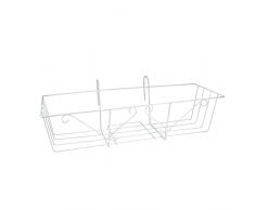 PATIKIL 22x5.9 Rettangolare Pianta Appeso Cesto Ferro Fioriera Rack Stand Fiore Vaso Supporto per Ringhiera Bianco