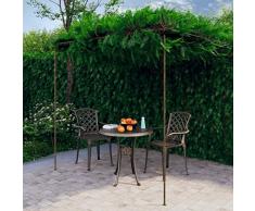 HINSD Garden Pergola Marrone Antico 3x3x2,5 m Ferro-Colore: Marrone Antico-Materiale: Ferro Battuto