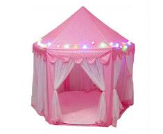VALINK Tenda Gioco con Luci LED Luminoso Pieghevole Principessa Bambino Castello Casa Portatile Giocattoli AllAperto Sfera Regalo per - Rosa