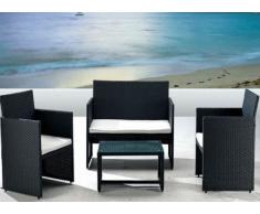 Salotto valencia black 2 poltrone, 1 divano, 1 tavolo Materiale: polyrattan Colore nero.