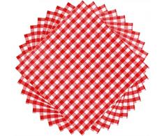 100 Fogli Tovaglioli di Carta a Quadretti Bianchi e Rosso Usa e Getta 12,9 x 12,9 Pollici Tovaglioli di Carta Usa e Getta per Cena Famiglia, Picnic, Barbecue, Capodanno, Natale, Compleanno