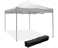 ELETTROFERRO Gazebo 3x3 M Pieghevole Giardino Impermeabile Tendone da Sole Ombreggiante Terrazzo Esterno Bianco Richiudibile in Acciaio Robusto Eventi Feste con Borsa