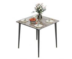 FATIVO Tavolo da Pranzo Cucina: Moderno Quadrato 80x80 cm in Marmo Pietra Sinterizzata, Elegante Vintage Arte Arredamento, Gambe metallo stabile, da Sala da Pranzo Soggiorno Salotto, Grigio