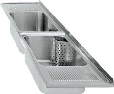 Franke Piscina multiuso con valvola 1 1/2 e parafango in acciaio inox, variante: due vasche e due superfici sgocciolatoio