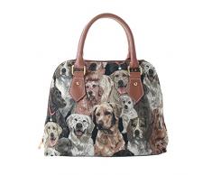 Signare Tapestry Arazzo Top Handle borsa borse donna, borsa donna tracolla con Disegni di Cani (Labrador)