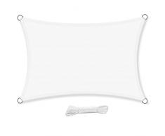 swift Vela Ombregggiante Impermeabile Rettangolare 4x6 m Protezione Anti Raggi UV Tenda a Vela 6x4 m, Telo Tenda da Sole a Vela per Esterno, Giardino & Gazebo, Bianca
