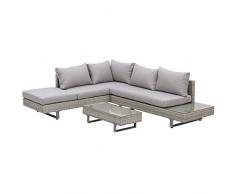 Outsunny Salotto da Giardino, Set Divani da Esterno con Tavolino da Giardino, Mobili da Giardino in Rattan Grigio