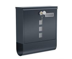 SONGMICS Cassetta Postale, Cassetta Posta da Parete, Serratura a Cilindro in Rame con Coperchio, Porta Giornali, Finestre, Targhetta, Montaggio Facile, Grigio Antracite GMB20AG