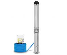 EBERTH Pompa per pozzi profondi 4 Pompa per pozzi in acciaio inossidabile, pompa sommersa per pozzi pompa sommergibile 750W, Diametro pompa 4 pollici 10cm, Cavo 20m, Prevalenza max. 56m, con filtro