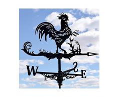 Banderuola segnavento a forma di gallo a forma di motivo retrò intagliato a forma di vuoto Indicatore di direzione del vento Campanello a vento Metallo in acciaio inossidabile Decorazione per giardino