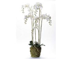 Orchidea artificiale Phalaenopsis PABLA con terriccio, bianco-giallo, 145 cm - Pianta da interno / Pianta appartamento - artplants