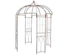 Gazebo con rose in metallo, colore marrone, 270 x 200 cm, griglia in acciaio verniciato a polvere, gazebo rotondo con grande cupola per piante rampicanti