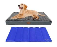 VOUNOT Cuscino per Cane Ortopedico con Tappetino di Raffreddamento in Gel, Cuccia Materassino Cani Sfoderabile Lavabile con Tappeto Rinfrescante, 91x70x9cm