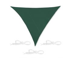 Relaxdays Tenda a Vela Triangolare, Idrorepellente, 3 Corde di Supporto, Terrazza, Ombra, Giardino, 4x4x4 m, Verde, 90% Poliestere 10% Acciaio Inox, 4 x 4 x 4 m