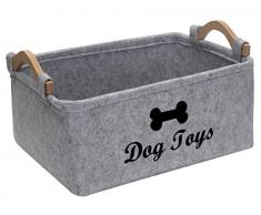 Morezi Cestino Porta Giocattoli per Animali Domestici, utilizzato per conservare Giocattoli per Cani, Vestiti per Cani, Cibo per Cani e Altri Articoli per Animali-Cane Grigio Chiaro