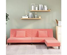 Homgoday Divano Letto a 2 Posti con 2 Cuscini e Pouf Rosa in Velluto, Divani per Esterno da Giardino, Divano Salotto Giardino, Divano Terrazzo Esterno, Arredamento Giardino