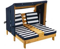 Kidkraft 524 - Doppia Sedia A Sdraio in Legno, con Porta Tazze, da Giardino, per Bambini, Blu Scuro e Bianco