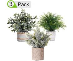 QAQGEAR 3 Pack Pianta Artificiale di Simulazione in Vaso Mini pianta Verde da Interno in Vaso Piccolo Bonsai Pastorale Soggiorno Ufficio Display Simulazione Arbusto topiario 7.8Alto per centrotavola