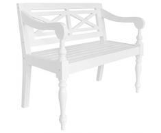 vidaXL Legno Massello di Mogano Panca Batavia Ingresso Bianco Panchina Interni