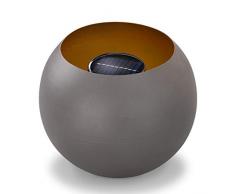 Solare Braciere con LED Flammenlicht - Dimensioni ( D. x H): 25 x 21 cm - Flammeneffekt per 24 Leds - Massiccio Matt-Graues Design Metallo - Focolare Falò Lampada Solare Giardino, Esotec 102365