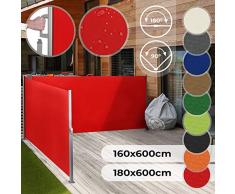 Jago Tenda Parasole Laterale Avvolgibile - Dimensione e Colore a Scelta 160x600, 180x600 cm, Protezione UV, Montaggio a Pavimento - Tenda Paravento da Sole, Privacy, da Giardino, Balcone, Terrazzo