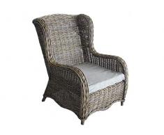 fantasie d oriente POLTRONA VIMINI NATURALE IN KUBO GRIGIO RATTAN CM70X65X45/100H SCHIENALE ALTO CM 100 RATTAN SALOTTO