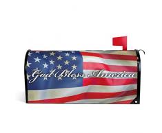 God Bless America - Cassetta postale patriottica con bandiera degli Stati Uniti dAmerica, copertura magnetica per posta, decorazione per casa, giardino, cortile, dimensioni standard, 45,7 x 52,8 cm