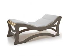 Chaise Longue Lettino Piscina Legno Relax Comfort giardino esterno interno (Ral 7006 (Tortora), Con Materassino)