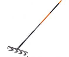 Kadax Rake, giardino duro, rastrello largo con manico in lungo 154,5 cm, fecondazione, rastrello da giardino prato e foglie (16 denti rettangolari)
