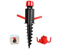 GIKPAL Picchetto di Supporto per Ombrelloni, Base con Gancio Appeso Mare Spiaggia Sabbia Sole Terra Sabbia trivella Gancio per ombrellone, Puntale, Avvitamento, Adattatori 20-32 mm