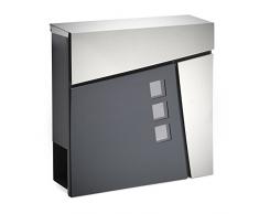 Cassetta postale design V24 vano portagiornale montaggio parete antracite acciaio inox