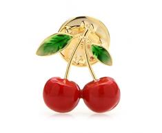 Spille da Donna, Spilla da Donna Accessori Moda Donna Spilla Ciliegia Spilla da Donna Smalto Pianta Frutta Spilla da Festa Cardigan Giacca Spilla da Cappotto Spille da Sposa Gioielli Regalo