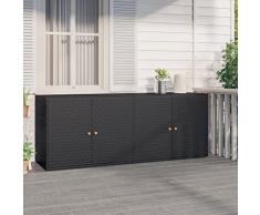 Homgoday Mobile Portaoggetti da Giardino Nero 198x55,5x80 cm Polyrattan, Armadietto Armadio Ripostio, Ripiani Per Armadio Armadietto Interno, Mobili da Giardino,Portascope per Bagno Interno Casa
