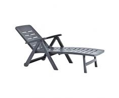FRANKYSTAR Smeraldo - lettino prendisole da giardino in resina lettino da giardino pieghevole con ruote e schienale reclinabile in 3 posizioni 189x72xH96 cm