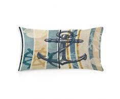 Comoda federa per cuscino da 30 x 50 cm, con ancora nautica rustica, a tema barca a vela, decorazione primaverile, federa rettangolare in lino, per panca da ufficio, veranda