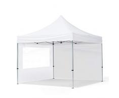 TOOLPORT Gazebo Pieghevole Giardino 3x3m - 2 Laterali Alluminio Telo Idrorepellente Padiglione Mercati Sagre Bianco