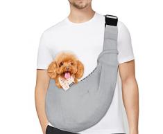 PETLOFT Reversibile Borsa Trasportino Zaino, Borsa da Trasporto per Cani Piccoli, Adjustable Borsa a Tracolla, Cross-Body Pet Sling Carrier con Gancio per Collare per Cane/Gatto Fino a 4.99kg