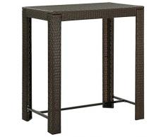 Tidyard Tavolo da Bar da Giardino in Polyrattan 100x60,5x110,5 cm Tavolo Alto da Cucina,Tavolo da Pranzo per Giardino,per arredo Esterni,Marrone