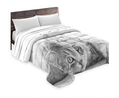 Tata Home Trapunta Invernale Matrimoniale 260x260 cm Imbottita 400 gr/mq Piumone Pesante in Stampa Digitale Animali Made in Italy Mod.Gatto