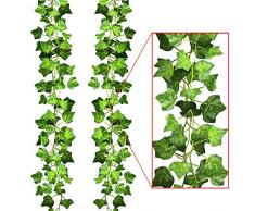 Efantur 12 Pz. Edera Artificiale Pianta Rampicante Ghirlanda Edera Foglie Verde Pianta da Interno ed Esterno per la Decorazione della Parete, Festa di Matrimonio, Casa, Terrazza e Giardino